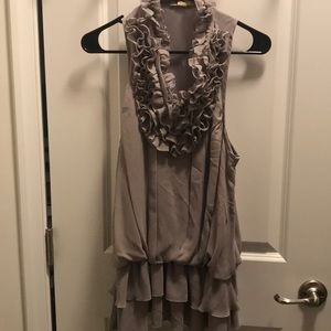 Gray ruffle neck halter top